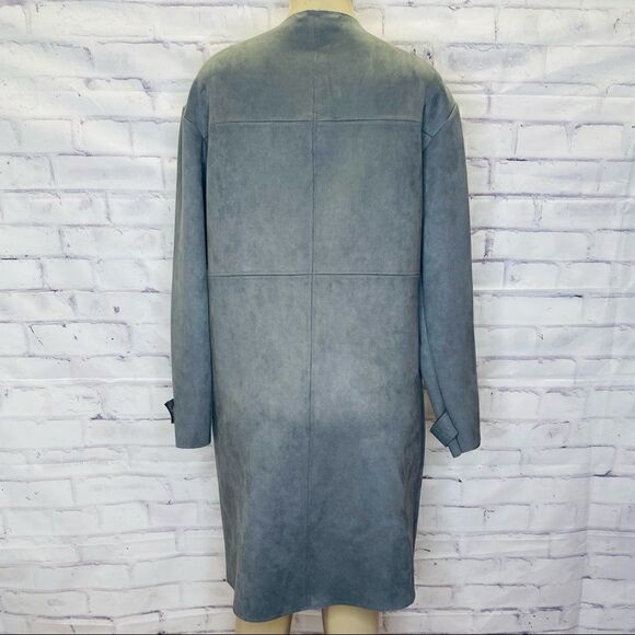 Magashoni Grey Faux Leather button coat - Picture 3 of 14